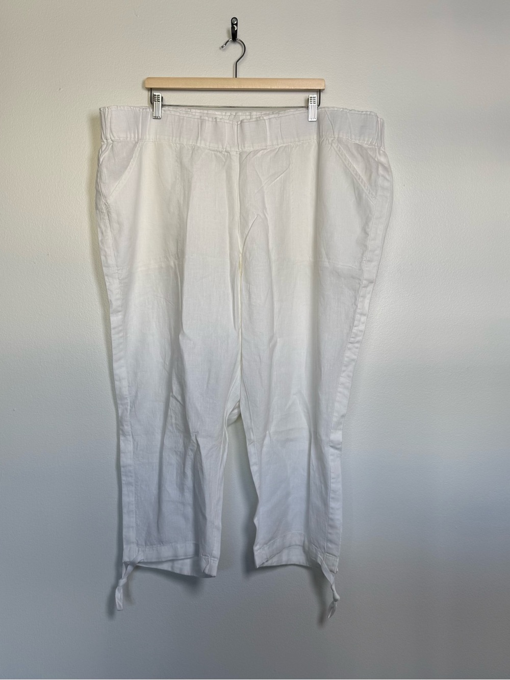J. Jill White Wide-Leg Linen-Blend Pants
